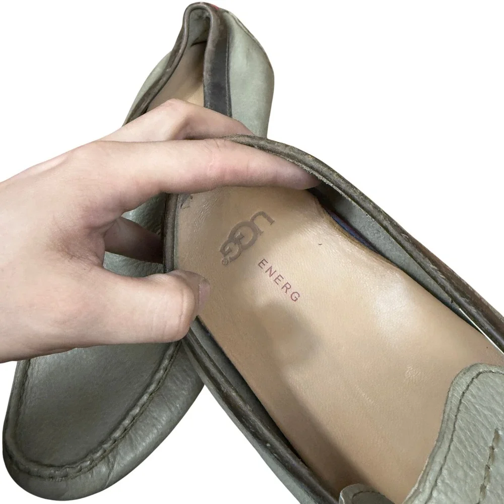 UGG Henrick Loafers Mens 12 Olive Grey Leather Driving Shoes 1094355 Slip On
